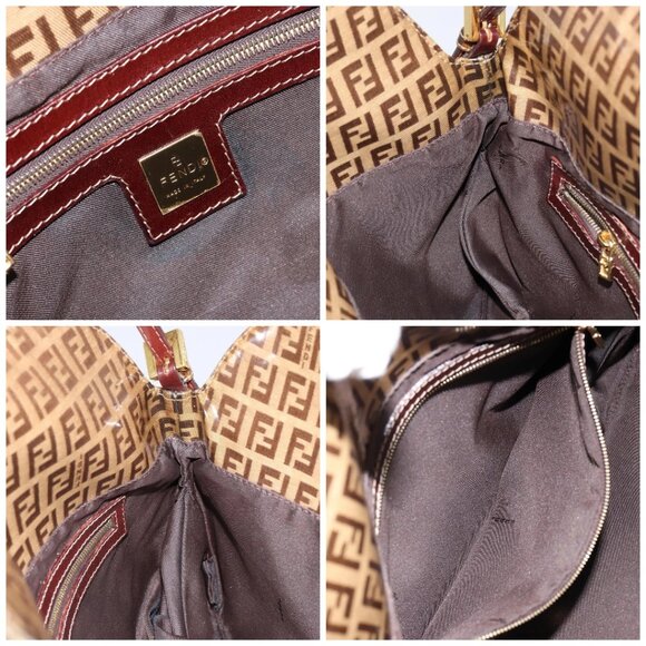 FENDI Zucchino Canvas Mamma Baguette Shoulder Bag Enamel Beige Gold Auth 146481 - Picture 16 of 16